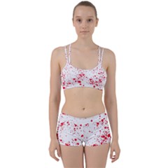 Red And White Splatter Abstract Print Perfect Fit Gym Set by dflcprintsclothing