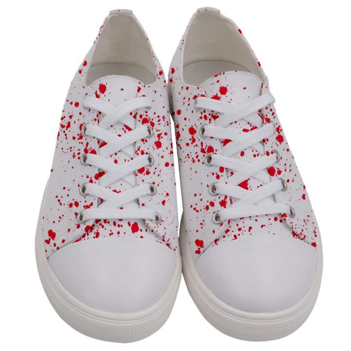 Red And White Splatter Abstract Print Women s Low Top Canvas Sneakers