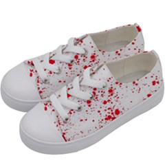 Red And White Splatter Abstract Print Kids  Low Top Canvas Sneakers by dflcprintsclothing