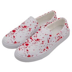 Red And White Splatter Abstract Print Men s Canvas Slip Ons by dflcprintsclothing