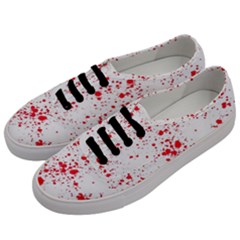 Red And White Splatter Abstract Print Men s Classic Low Top Sneakers by dflcprintsclothing