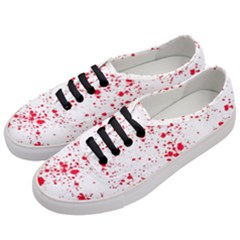 Red And White Splatter Abstract Print Women s Classic Low Top Sneakers by dflcprintsclothing