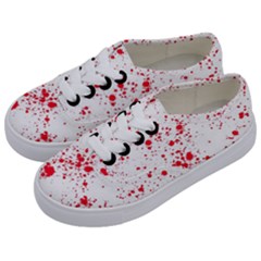 Red And White Splatter Abstract Print Kids  Classic Low Top Sneakers by dflcprintsclothing