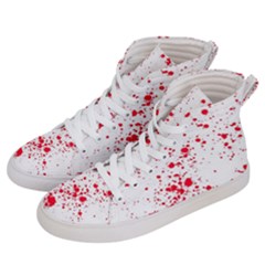 Red And White Splatter Abstract Print Men s Hi-top Skate Sneakers by dflcprintsclothing