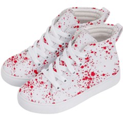 Red And White Splatter Abstract Print Kids  Hi-top Skate Sneakers by dflcprintsclothing