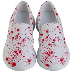 Red And White Splatter Abstract Print Kids  Lightweight Slip Ons by dflcprintsclothing