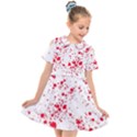 Red And White Splatter Abstract Print Kids  Short Sleeve Shirt Dress View1