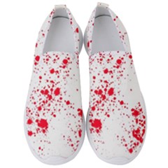 Red And White Splatter Abstract Print Men s Slip On Sneakers by dflcprintsclothing