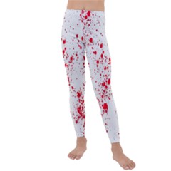 Red And White Splatter Abstract Print Kids  Lightweight Velour Leggings