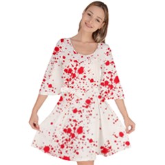 Red And White Splatter Abstract Print Velour Kimono Dress by dflcprintsclothing