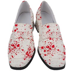 Red And White Splatter Abstract Print Women s Chunky Heel Loafers