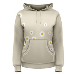 White Daisies Flower Pattern On Vintage Pastel Beige Background Retro Style Women s Pullover Hoodie by genx