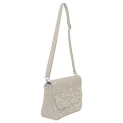 White Daisies Flower Pattern On Vintage Pastel Beige Background Retro Style Shoulder Bag With Back Zipper by genx