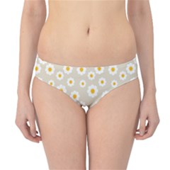 White Daisies Flower Pattern On Vintage Pastel Beige Background Retro Style Hipster Bikini Bottoms by genx