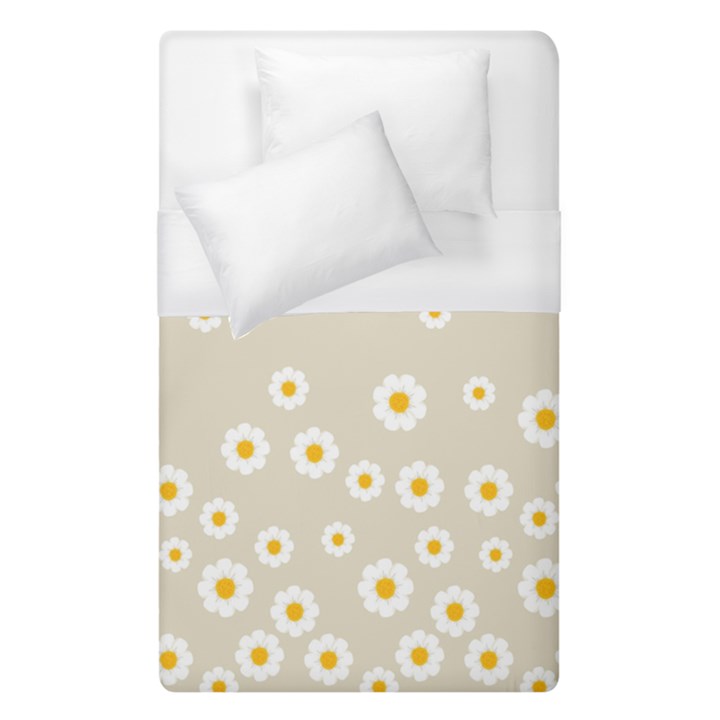 White Daisies Flower Pattern on vintage pastel beige Background retro style Duvet Cover (Single Size)