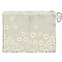 White Daisies Flower Pattern on vintage pastel beige Background retro style Canvas Cosmetic Bag (XXL) View2