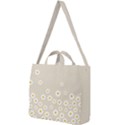 White Daisies Flower Pattern on vintage pastel beige Background retro style Square Shoulder Tote Bag View1