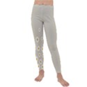 White Daisies Flower Pattern on vintage pastel beige Background retro style Kids  Lightweight Velour Leggings View1