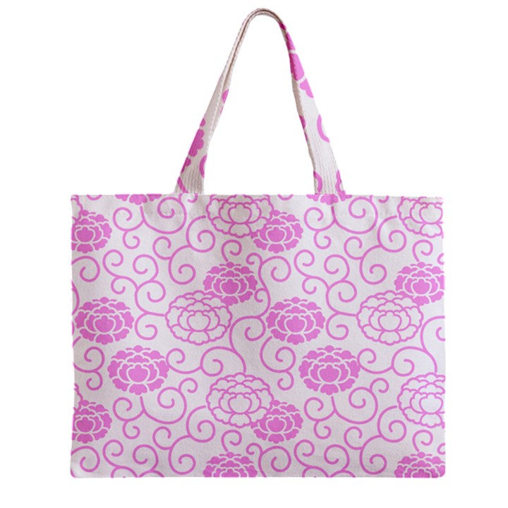 Peony Asia Spring Flowers Natural Zipper Mini Tote Bag