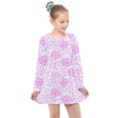 Peony Asia Spring Flowers Natural Kids  Long Sleeve Dress by Pakrebo