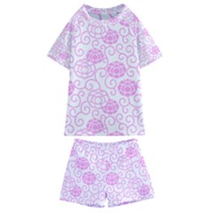 Peony Asia Spring Flowers Natural Kids  Swim Tee And Shorts Set by Pakrebo