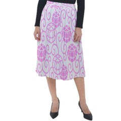 Peony Asia Spring Flowers Natural Classic Velour Midi Skirt  by Pakrebo