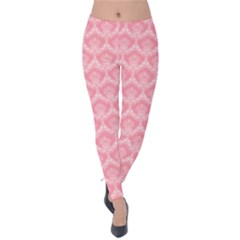 Damask Floral Design Seamless Velvet Leggings by Pakrebo