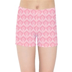 Damask Floral Design Seamless Kids  Sports Shorts by Pakrebo