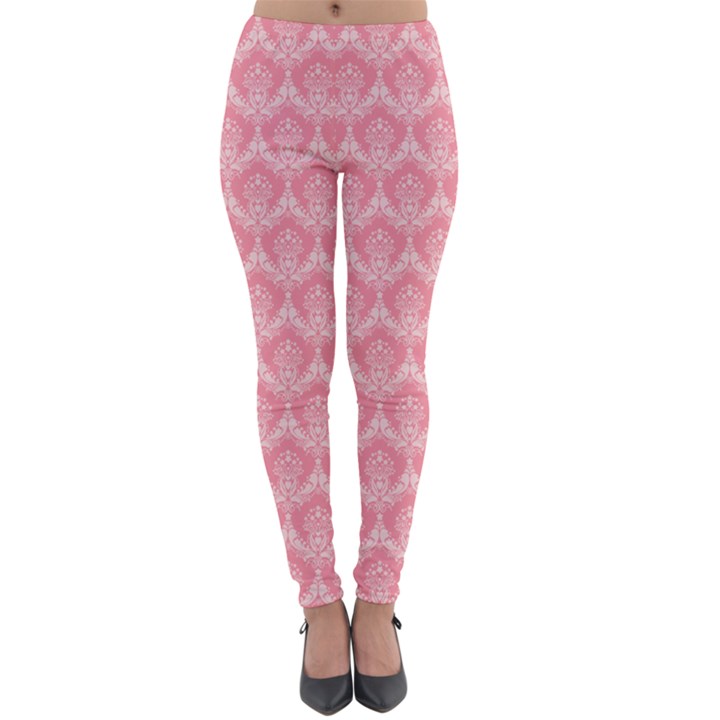 Damask Floral Design Seamless Lightweight Velour Leggings