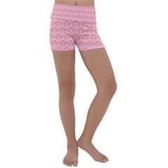 Damask Floral Design Seamless Kids  Lightweight Velour Yoga Shorts by Pakrebo