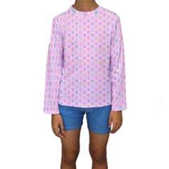 A Hexagonal Pattern Unidirectional Kids  Long Sleeve Swimwear by Pakrebo