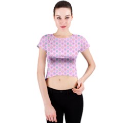 A Hexagonal Pattern Unidirectional Crew Neck Crop Top by Pakrebo