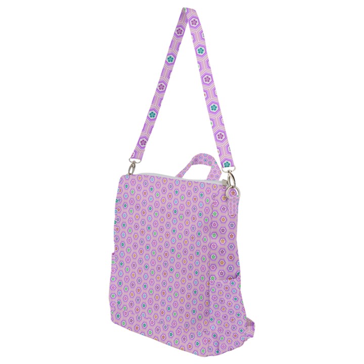 A Hexagonal Pattern Unidirectional Crossbody Backpack