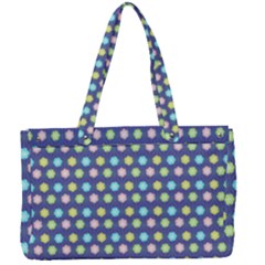 Deep Blue Hemp Pattern Flowers Canvas Work Bag