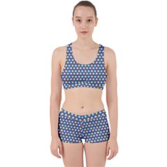 Deep Blue Hemp Pattern Flowers Work It Out Gym Set by Pakrebo