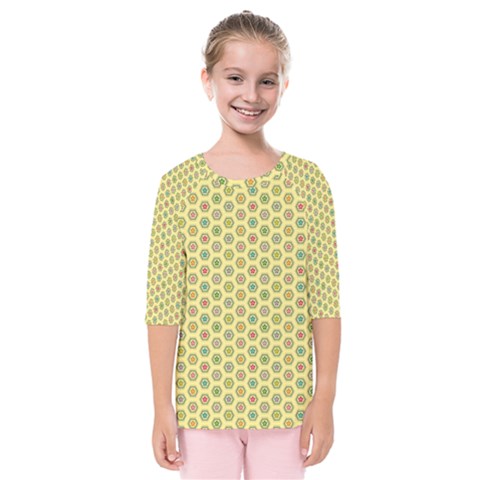 A Hexagonal Pattern Unidirectional Kids  Quarter Sleeve Raglan Tee by Pakrebo