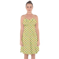 A Hexagonal Pattern Unidirectional Ruffle Detail Chiffon Dress by Pakrebo