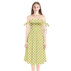 A Hexagonal Pattern Unidirectional Shoulder Tie Bardot Midi Dress by Pakrebo