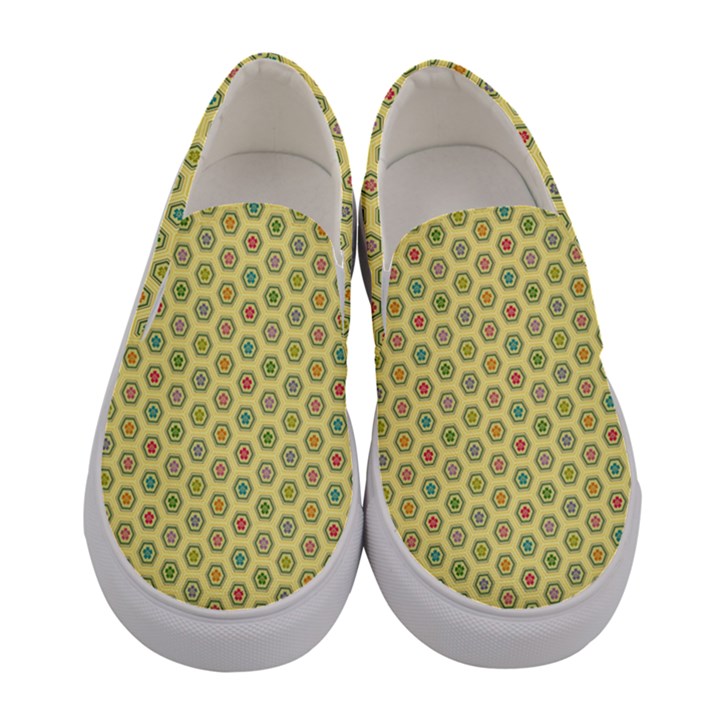 A Hexagonal Pattern Unidirectional Women s Canvas Slip Ons