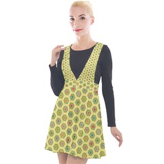 A Hexagonal Pattern Unidirectional Plunge Pinafore Velour Dress by Pakrebo