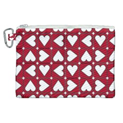 Graphic Heart Pattern Red White Canvas Cosmetic Bag (xl) by Pakrebo