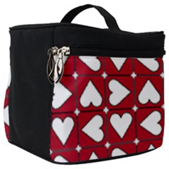 Graphic Heart Pattern Red White Make Up Travel Bag (big) by Pakrebo