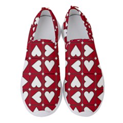 Graphic Heart Pattern Red White Women s Slip On Sneakers by Pakrebo