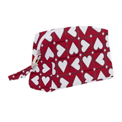 Graphic Heart Pattern Red White Wristlet Pouch Bag (medium)