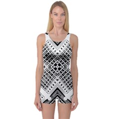 Pattern Tile Repeating Geometric One Piece Boyleg Swimsuit by Pakrebo