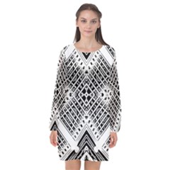 Pattern Tile Repeating Geometric Long Sleeve Chiffon Shift Dress  by Pakrebo