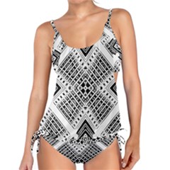 Pattern Tile Repeating Geometric Tankini Set by Pakrebo