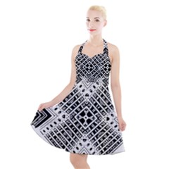 Pattern Tile Repeating Geometric Halter Party Swing Dress  by Pakrebo