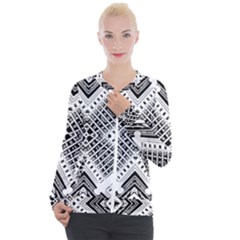 Pattern Tile Repeating Geometric Casual Zip Up Jacket