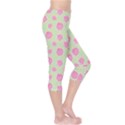 Roses flowers pink and pastel lime green pattern with retro dots Capri Leggings  View4